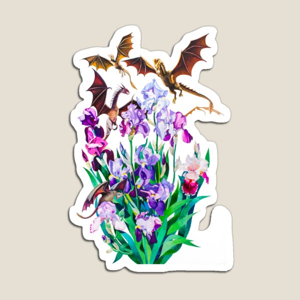 "Dragons in Irises" Magnet