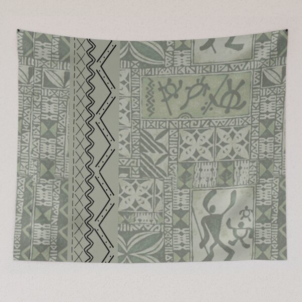 Item preview, Contemporary Hawaiian Tapa Border in Sage Green designed and sold by J Marielle Designs.