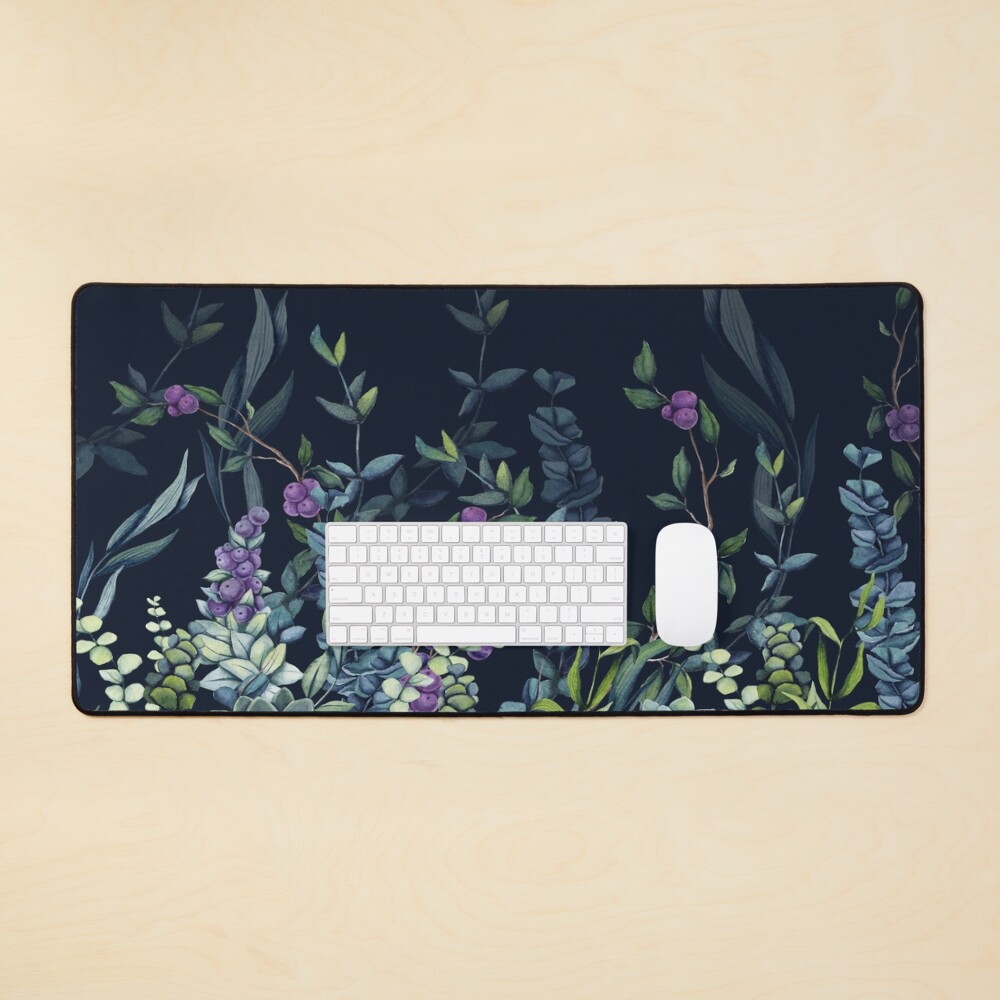 Midnight Eucalyptus Garden Mouse Pad