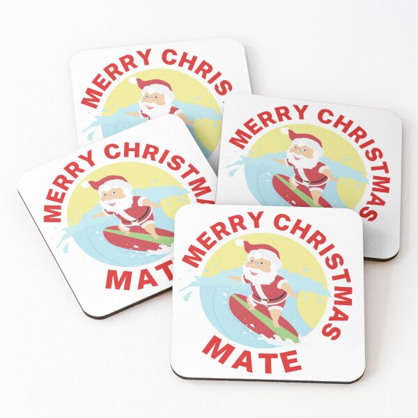 Item preview, Merry Christmas Mate | Aussie Xmas | Santa Surfing | Red/ White designed and sold by Aussies-R-Us.