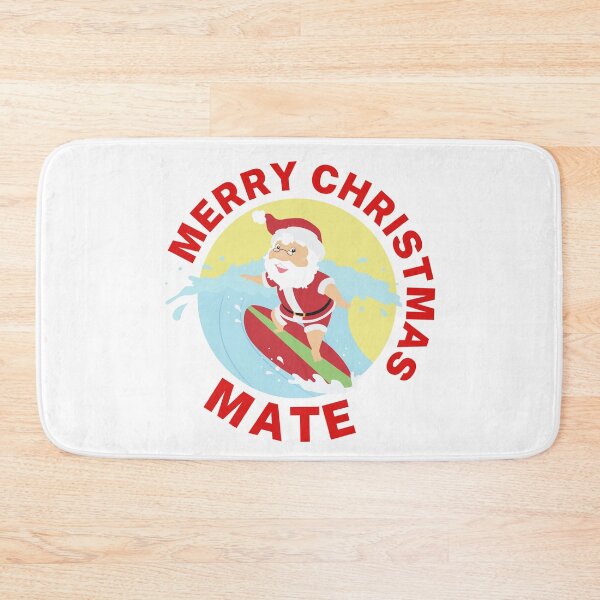 Item preview, Merry Christmas Mate | Aussie Xmas | Santa Surfing | Red/ White designed and sold by Aussies-R-Us.