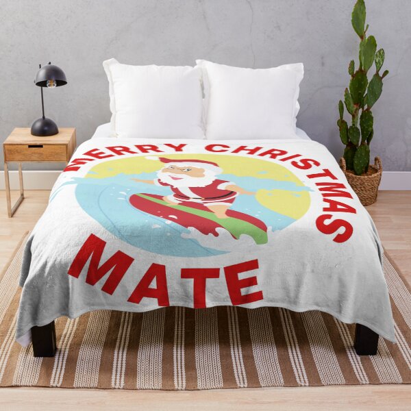 Item preview, Merry Christmas Mate | Aussie Xmas | Santa Surfing | Red/ White designed and sold by Aussies-R-Us.