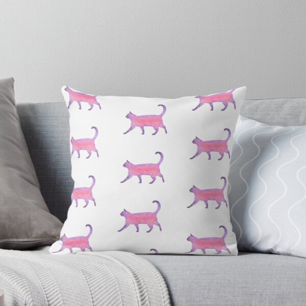 Item preview, Pink and purple watercolor cat digital painting  designed and sold by Sheletor.