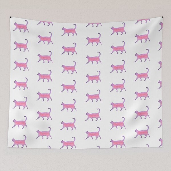 Item preview, Pink and purple watercolor cat digital painting  designed and sold by Sheletor.
