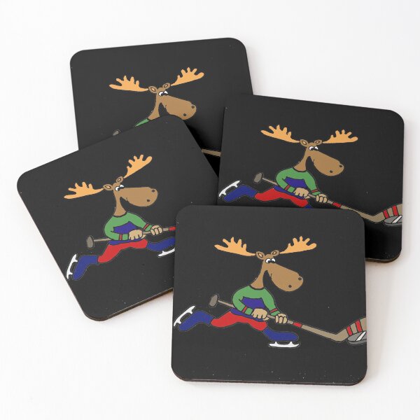 Item preview, Funny Moose Playing Ice Hockey Cartoon designed and sold by Nature's Fancy.
