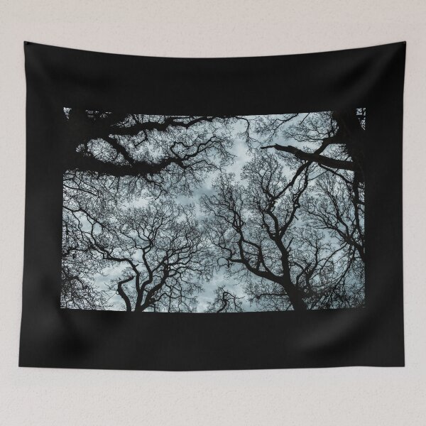 Item preview, Wide angle shot of dramatic dark sky, clouds with treetops in winter Ireland designed and sold by AlbertMi.