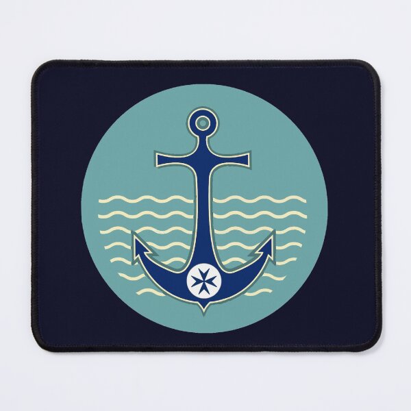 Item preview, ANCHOR BLUE CORSAIR STYLE ,SEA WAVES IN NAVY BLUE Nautical Collection designed and sold by BulganLumini.