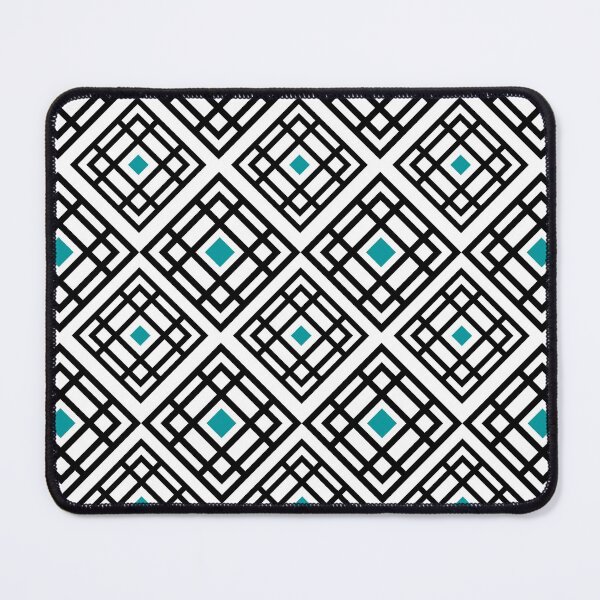 Item preview, Black and white Geometric square pattern with teal blue designed and sold by ABInspired.