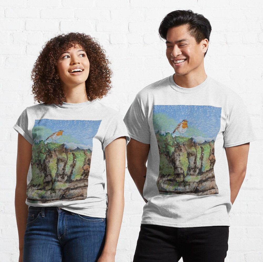 Robin On The Old Stone Wall Classic T-Shirt