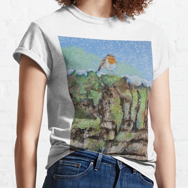 Robin On The Old Stone Wall Classic T-Shirt