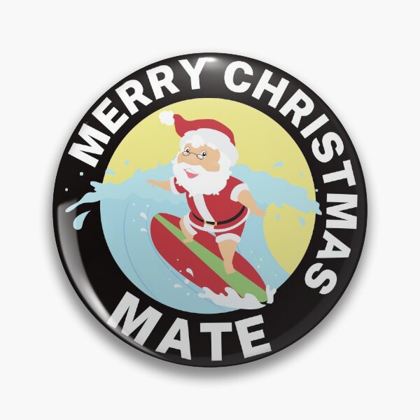 Item preview, Merry Christmas Mate | Aussie Xmas | Santa Surfing | White/ Black designed and sold by Aussies-R-Us.