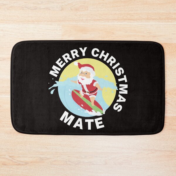 Item preview, Merry Christmas Mate | Aussie Xmas | Santa Surfing | White/ Black designed and sold by Aussies-R-Us.