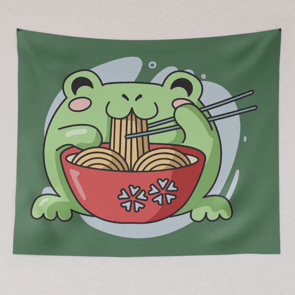 Item preview, Cute Frog Eating Ramen Noodles designed and sold by SLAG-Creative.