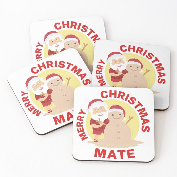 Item preview, Merry Christmas Mate | Aussie Xmas | Santa Sand Snowman | Red/ White designed and sold by Aussies-R-Us.