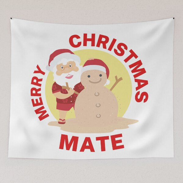 Item preview, Merry Christmas Mate | Aussie Xmas | Santa Sand Snowman | Red/ White designed and sold by Aussies-R-Us.