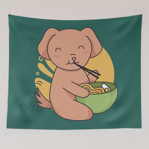 Item preview, Cute Dog Eating Ramen Noodles designed and sold by SLAG-Creative.