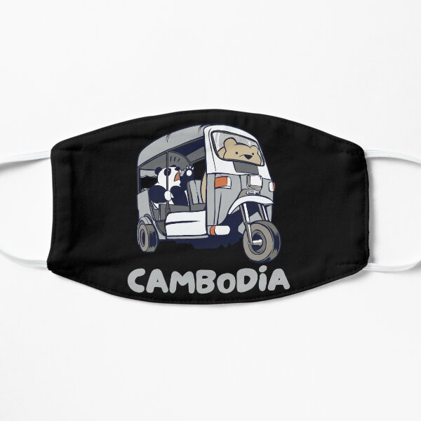 Cambodia Tuk-Tuk Khmer Rickshaw Panda Bear Flat Mask