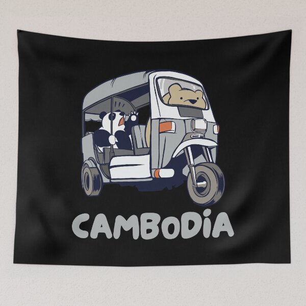 Item preview, Cambodia Tuk-Tuk Khmer Rickshaw Panda Bear designed and sold by Hoiho Adventure Shirts.