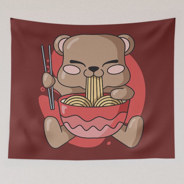 Artikelvorschau, Cute Bear Cub Eating Ramen Noodles entworfen und verkauft von SLAG-Creative.