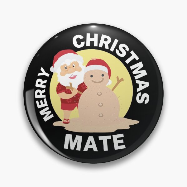 Item preview, Merry Christmas Mate | Aussie Xmas | Santa Sand Snowman | White/ Black designed and sold by Aussies-R-Us.