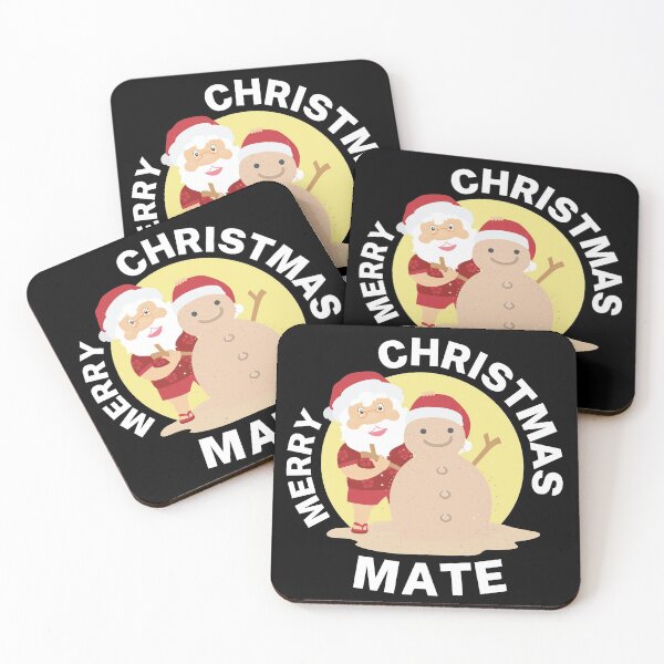 Item preview, Merry Christmas Mate | Aussie Xmas | Santa Sand Snowman | White/ Black designed and sold by Aussies-R-Us.