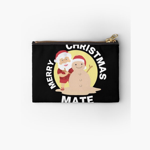Item preview, Merry Christmas Mate | Aussie Xmas | Santa Sand Snowman | White/ Black designed and sold by Aussies-R-Us.
