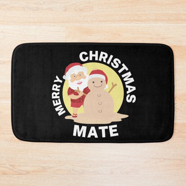 Item preview, Merry Christmas Mate | Aussie Xmas | Santa Sand Snowman | White/ Black designed and sold by Aussies-R-Us.