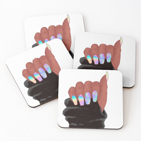 Item preview, Afro woman hand with holograph nails designed and sold by savanamms6.