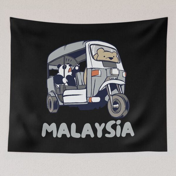 Item preview, Malaysia Tuk-Tuk Rickshaw Panda Bear designed and sold by Hoiho Adventure Shirts.