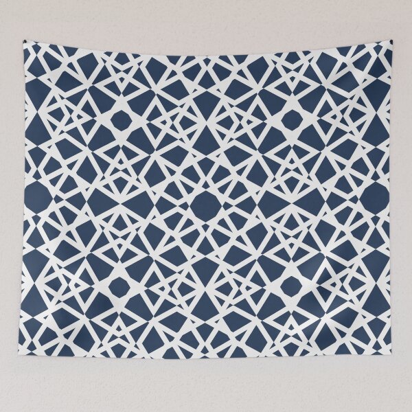 Aperçu de l'œuvre Geometric, ornamental, modern, elegant, simple, navy blue, white, pattern créée et vendue par Svitac.