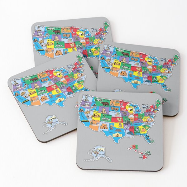 Item preview, Colorful United States Map, State Names, Famous Symbols designed and sold by mashmosh.