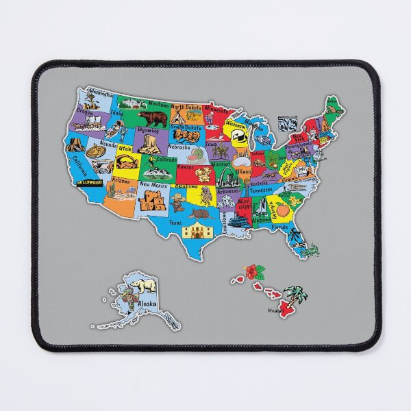 Item preview, Colorful United States Map, State Names, Famous Symbols designed and sold by mashmosh.
