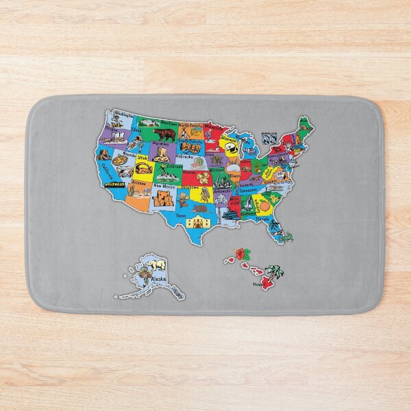 Item preview, Colorful United States Map, State Names, Famous Symbols designed and sold by mashmosh.