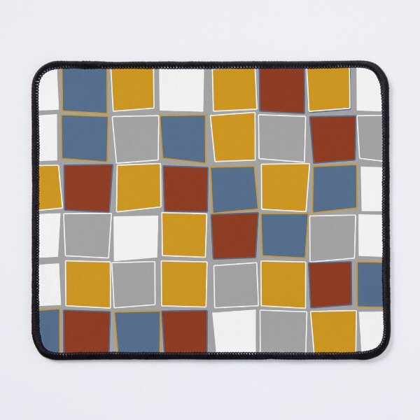 Item preview, Squares, grey, white, mustard yellow, pastel, red, blue designed and sold by Svitac.