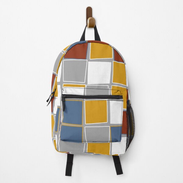 Item preview, Squares, grey, white, mustard yellow, pastel, red, blue designed and sold by Svitac.