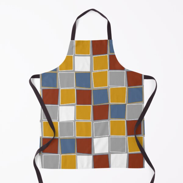 Item preview, Squares, grey, white, mustard yellow, pastel, red, blue designed and sold by Svitac.