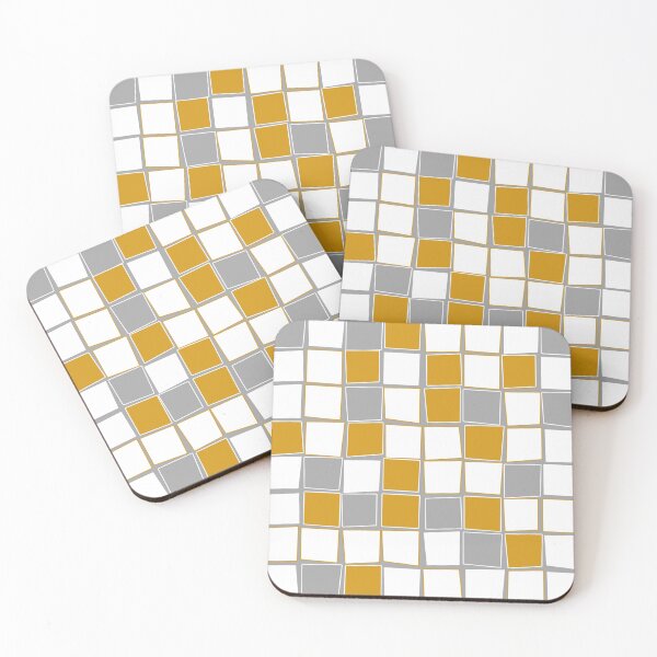 Artikelvorschau, Squares, modern, geometric, simple, elegant, grey, white, yellow, ochre entworfen und verkauft von Svitac.