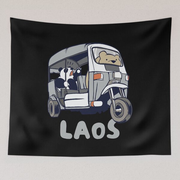 Item preview, Laos Tuk-Tuk Rickshaw Panda Bear designed and sold by Hoiho Adventure Shirts.