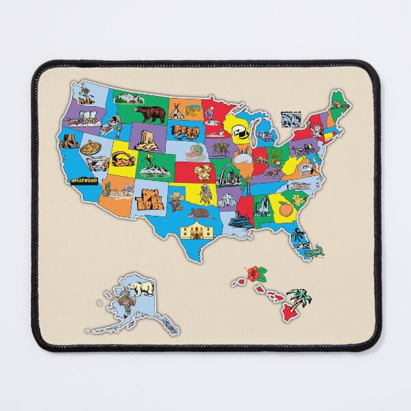 Item preview, United States of America Map, Landmarks, Attractions, Symbols designed and sold by mashmosh.