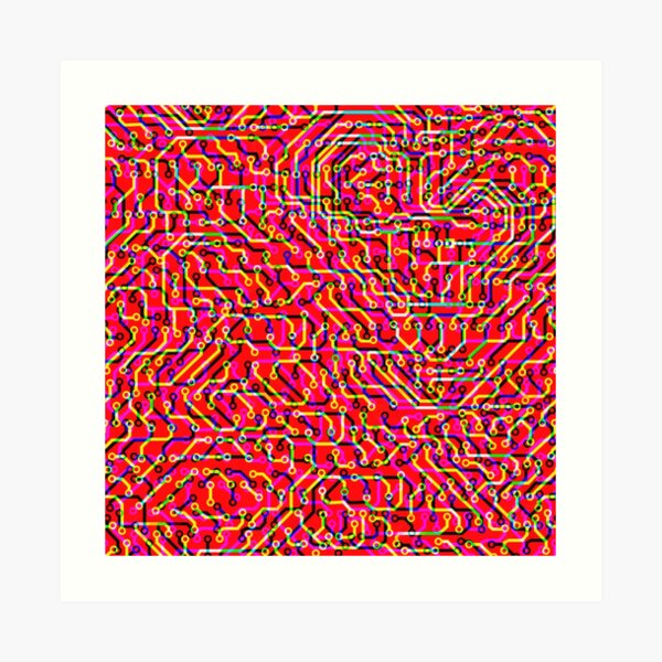 Circuit pink and fizzled Art Print