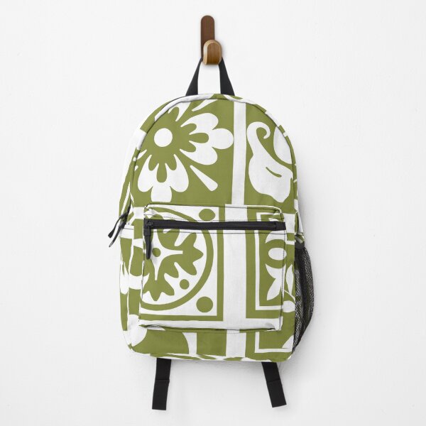 Artikelvorschau, Modern, floral patchwork, white, olive green, pattern entworfen und verkauft von Svitac.
