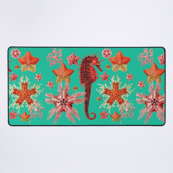 Item preview, RED SEAHORSE AND SEASTARS IN TURQUOISE BLUE GREEN Sea Life designed and sold by BulganLumini.