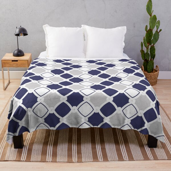 Item preview, Modern, ornamental, light grey, navy blue, blue, white pattern designed and sold by Svitac.