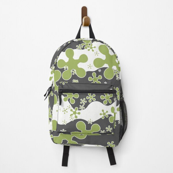 Item preview, Horizontal waves, grey, olive green, white, lines, flowers designed and sold by Svitac.