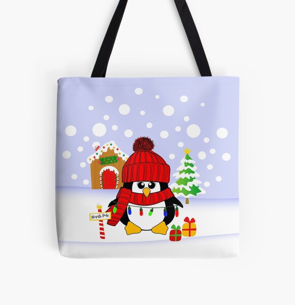 Krimbles North Pole Christmas Penguin All Over Print Tote Bag