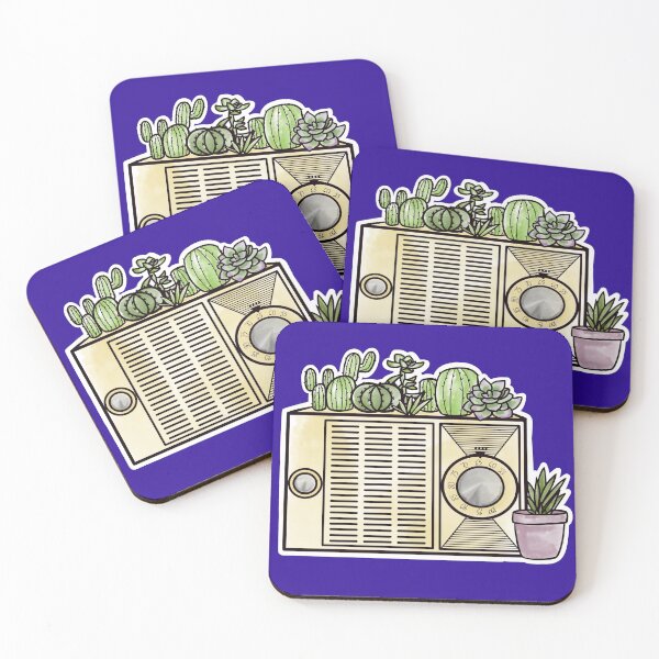 Item preview, Blue Retro Radio with Succulents  designed and sold by Hibiscusly.