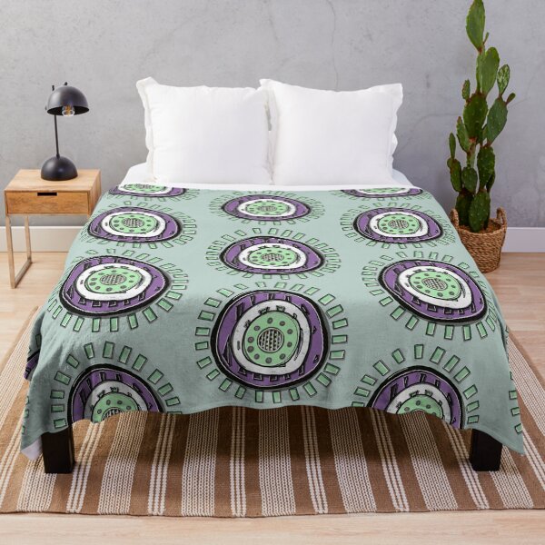 Green and Purple Protective Evil Eye Abstract Unique Design - Cute Throw Blanket