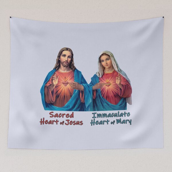 Item preview, Traditional Sacred and Immaculate Hearts (Jesus and Mary) Typography, Transparent background designed and sold by Brasilia.