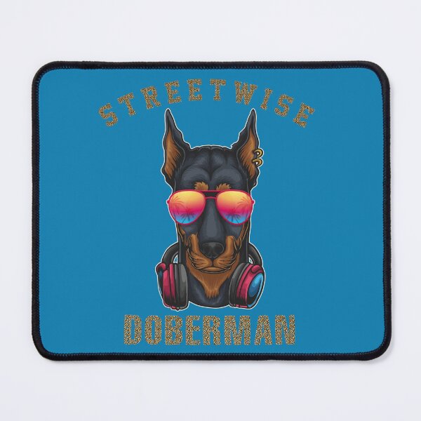 Item preview, Streetwise Doberman, An illustration of a Doberman Dogs Head looking stylish with Sunglasses and Headphone and pierced ears. Titled: Streetwise Doberman designed and sold by PetLovers-Trust.