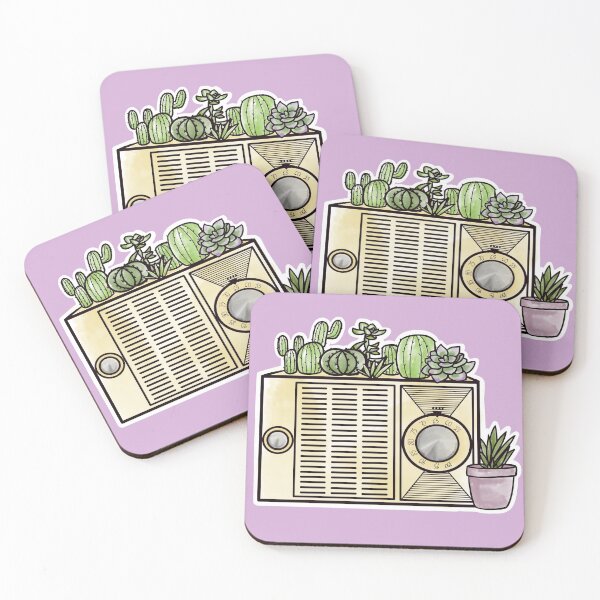 Item preview, Lavendar Retro Radio with Succulents  designed and sold by Hibiscusly.